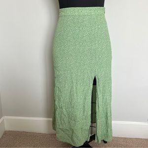 H&M Green Floral Viscose Skirt